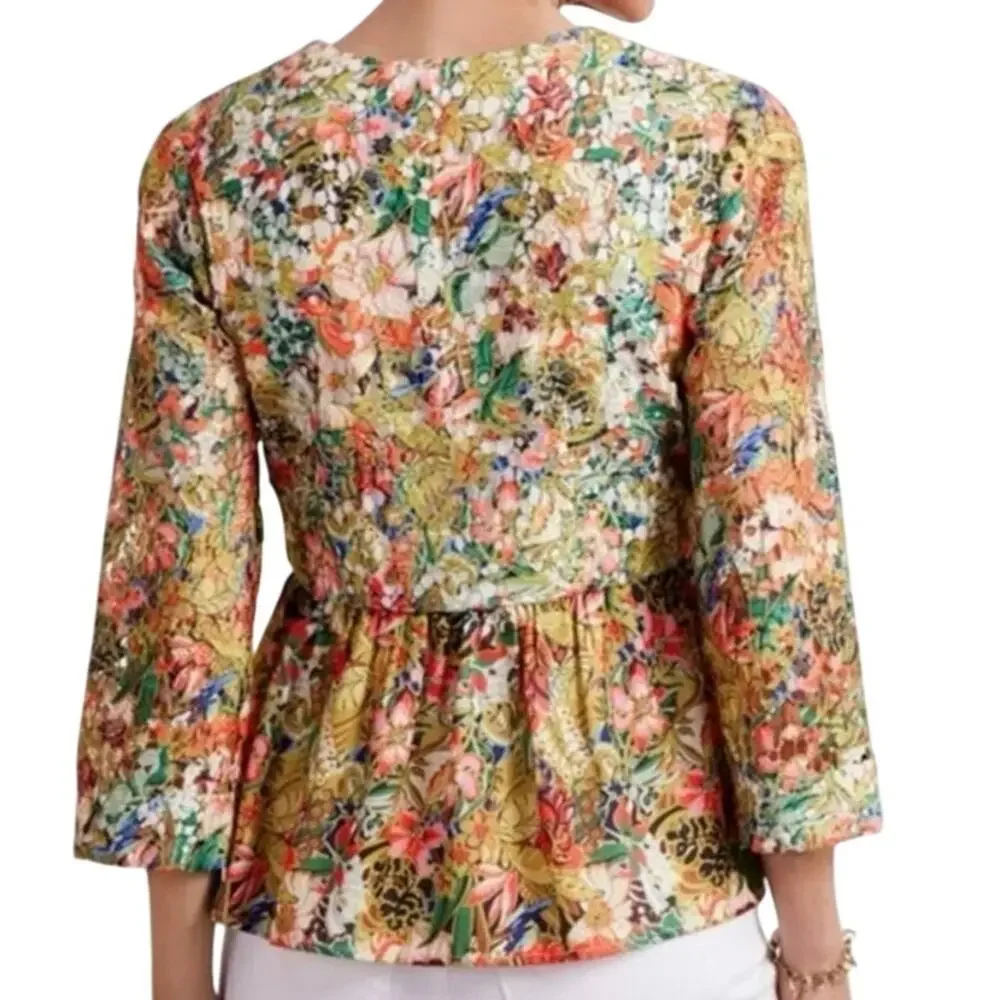 SOFT SURROUNDINGS Ariege Jacket Floral Peplum Lace Romantic Cottagecore - Sz M - Picture 2 of 7